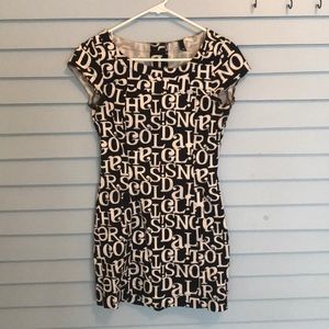H&M text print black & white minidress